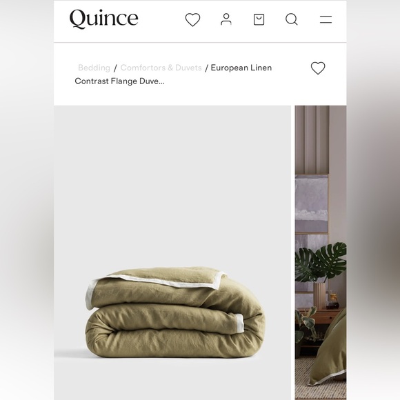 Quince European Linen Contrast Flange Duvet Cover - Picture 1 of 6